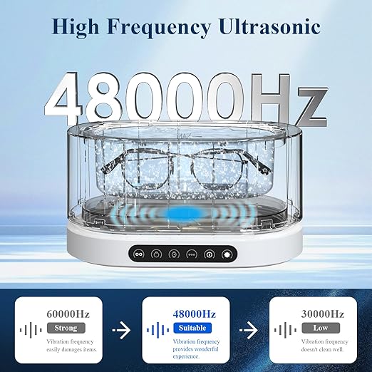 Minthouz Ultrasonic Jewelry Cleaner Machine 48KHz Ultra Sonic Cleaner for Jewelry, Eyeglass,Rings,Watch Band,Dentures, with 5 Cleaning Modes, 500ML 304 Stainless Steel Tank,Gift for Wife,Mom,Daughter