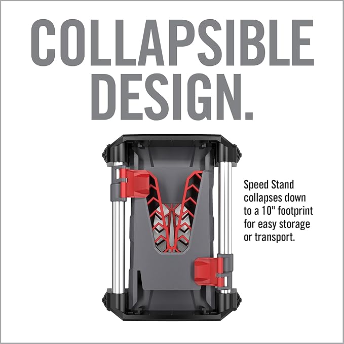 Real Avid Speed Stand | Collapsible Design, Adjustable 10" - 16" Stand for Cleaning & Maintenance | Compact, Portable Range Stand | Lightweight Vise Perfect for Hunting Rifles & Shotguns,Red