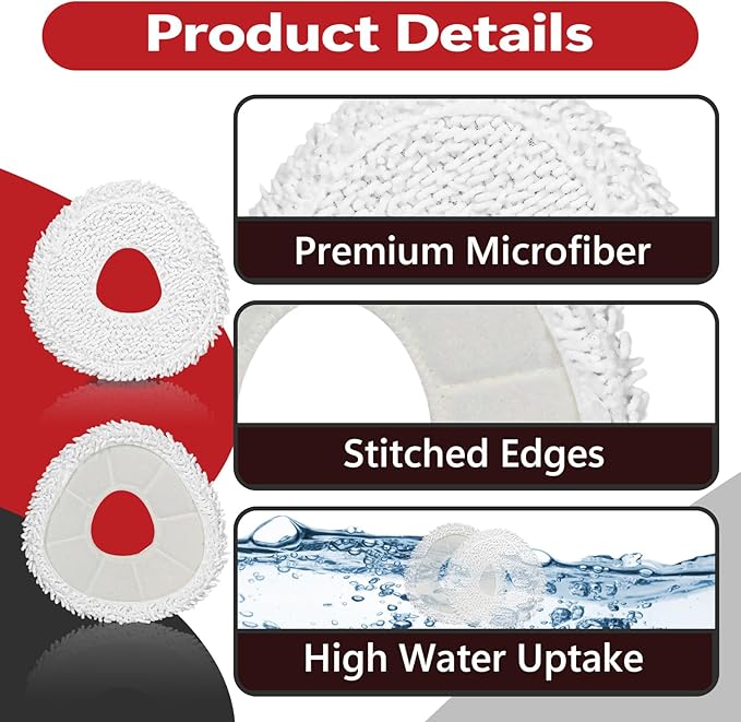 24 Pcs Replacement Mop Pads Compatible with Narwal J3 J4 YJCC012 YJCC015 Microfiber Resuable Mop Cloth Robot Vacuum Cleaner Accessories, White