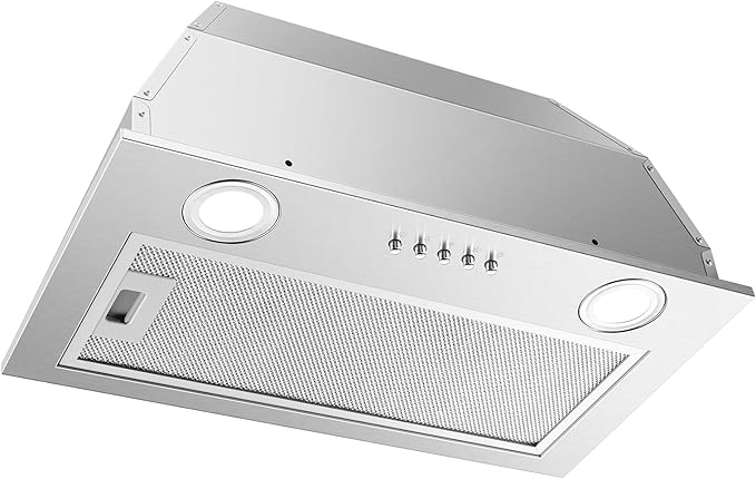 Range Hood Insert 20 Inch, Built-in Kitchen Hood 600CFM, Ducted/Ductless Convertible, Vent Hood Insert w/Mesh Filter, Push Button Control, Stainless Steel Range Hood w/ 3 Speed Fan