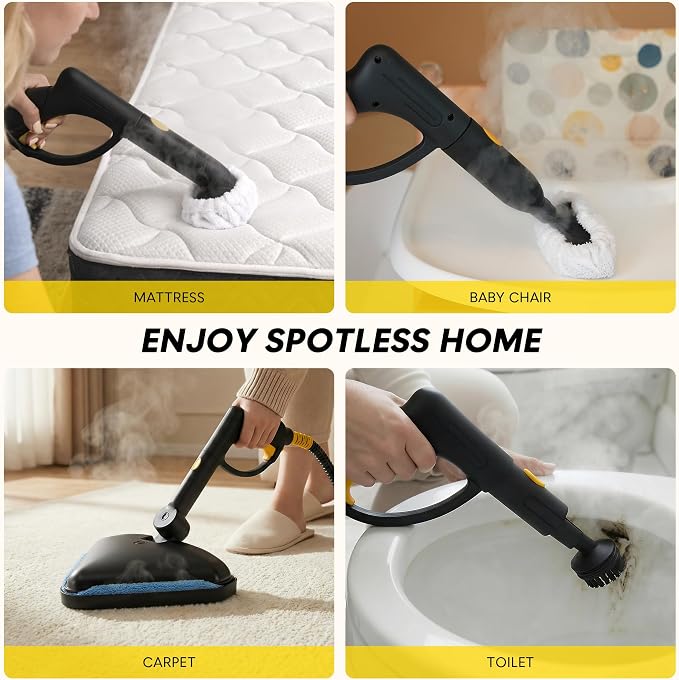 Steam Cleaner for Home, Multipurpose Chemical-Free Pressurized Steamer, 22 Accessories & 50 fl oz Large Tank, Deep Cleaning for Tile, Grout, Bathroom, Kitchen, Carpet & Upholstery