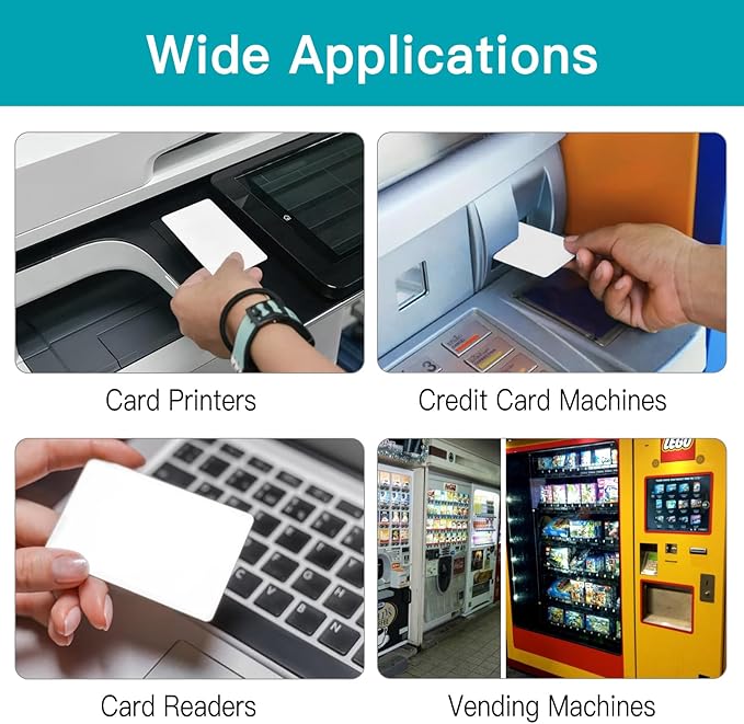 100 PCS Credit Card Reader Cleaning Cards - CR80 Dual Side Cleaning Sheets for POS Terminals, Printers, and Optical Card Readers