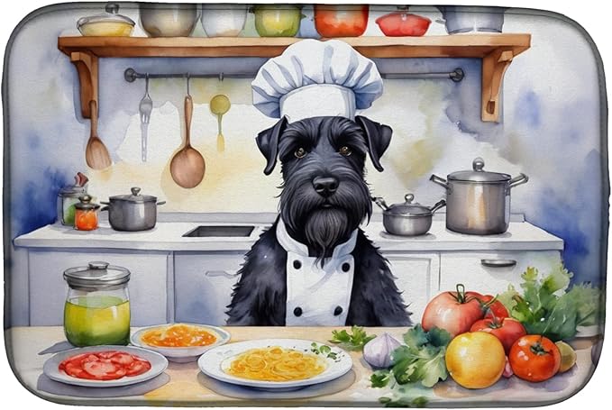Caroline's Treasures DAC6256DDM Giant Schnauzer The Chef Dish Drying Mat Absorbent Dish Drying Mat Pad for Kitchen Counter Dish Drainer Mat for Countertop, 14 x 21", Multicolor