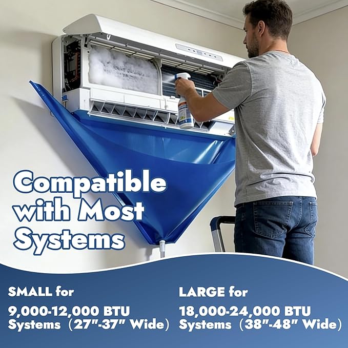 Vitsunth Complete Mini Split Cleaning Kit Bag with Sprayer for 18,000-24,000BTU / 38in-48in Ductless Split Unit Minisplit Cleaning Kit with Waterproof Wash Cover Bib and User Manual