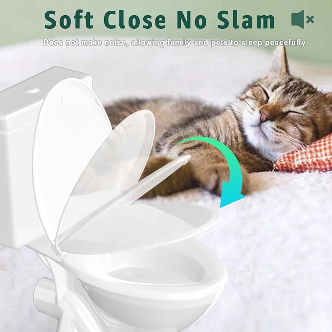 Toilet Seat Elongated + Bidet Attachment Blue, 3 Wash Modes + Water Adjustable, Quiet Toilet Attachment Save Energy