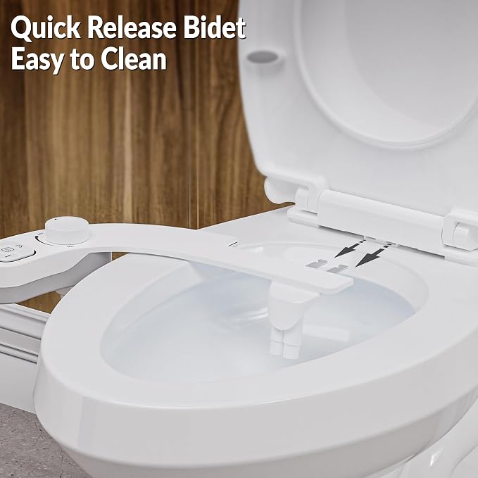 Bidet Toilet Seat Non-Electric,Fits Elongated Toilets - Soft Close Lid,Quick-Release for Easy Cleaning - Dual Nozzle System with Self Cleaning,Adjustable Water Pressure