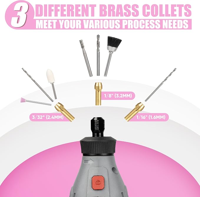 618PCS Rotary Tool Accessory Kit, Fits Dremel Rotary Tools, Universal Fitment for Polishing, Sanding, Cutting, Drilling, Engraving, Grinding with Portable Tool Storage Case (Pink) Fathers Day
