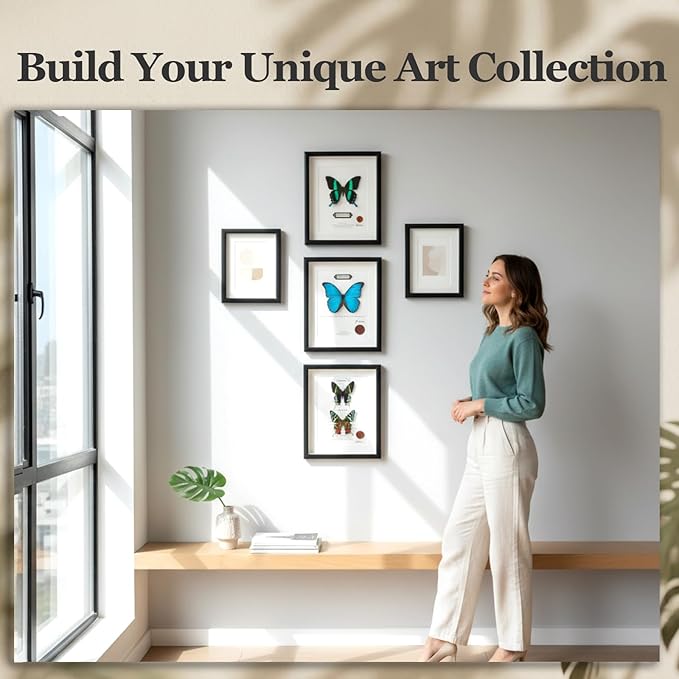 ArsVenciik Real Framed Butterfly Specimen - Preserved Blue Morpho Butterfly Taxidermy (Morpho menelaus) - 8x10 inch Shadow Box Wall Art, Unique Entomology Decor & Handmade Gift for Nature Lovers