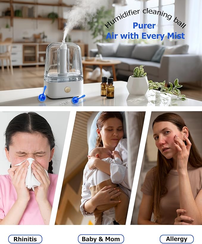 ZhenD 16 Pack Humidifier Cleaner Anti-Scale Balls: Stop White Dust, Extend Humidifier Life, Prevents Hard Water Build-Up, Easy Use