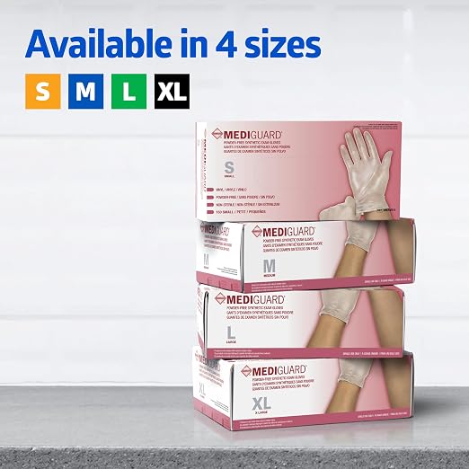 Medline MediGuard Vinyl Exam Gloves, 150 Count, Large, Powder Free, Disposable, Not Made with Natural Rubber Latex, All-purpose Medical Tasks