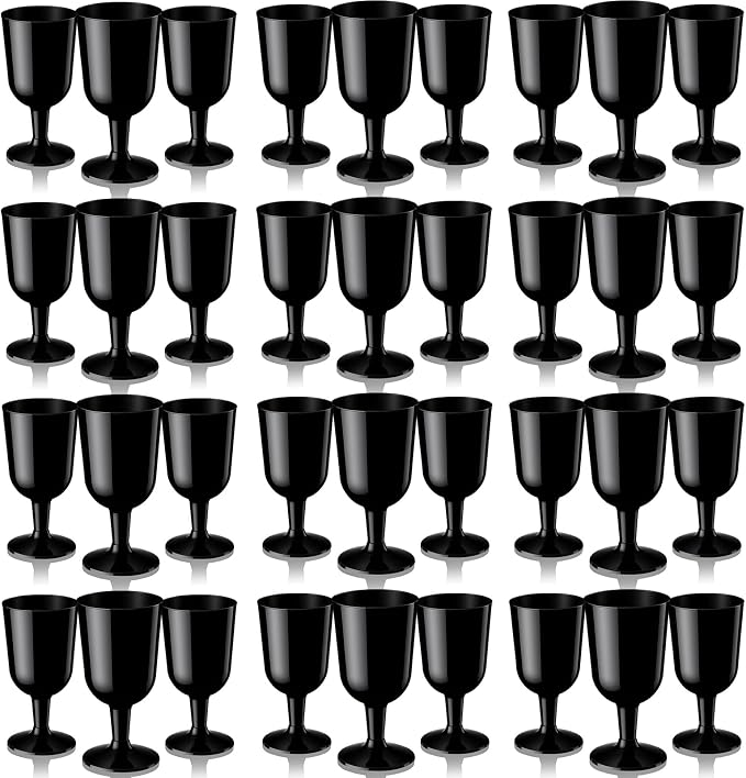 Jingmore 96 Pcs Plastic Wine Glasses 7 oz Plastic Goblets Party Wine Cups Hard Drinking Glasses with Stem Stackable Goblets Champagne Flutes for Wedding Toasting Birthday Party Supplies