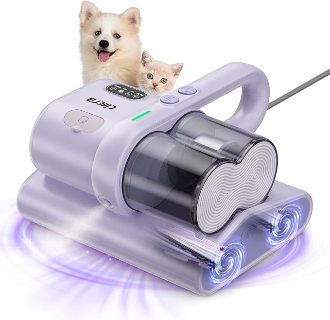 Mattress Vacuum Cleaner, 16KPa Suction, 14000RPM Tapping, 253.7nm UV-C Dual Optical Sensors, 400W Bed & Couch Vacuum, Dual Brushroll, Smart Dust Sensor, HEPA Filtration for Sofa Crib Carpet