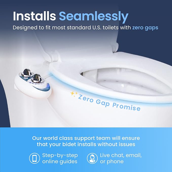 LUXE Bidet NEO 120 - Single Nozzle, Self-Cleaning, Non-Electric Bidet Attachment for Toilet Seat, Adjustable Water Pressure, Rear Wash (Gold)