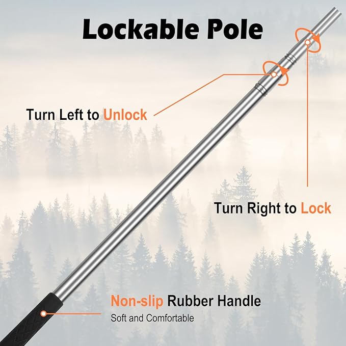 Kalkal Snake Grabber Tool, 62” Professional Aluminum Alloy Telescopic Rattle Snake Tongs, Reptile Grabber Snake Catcher Wide Jaw Handling Tool with Lock