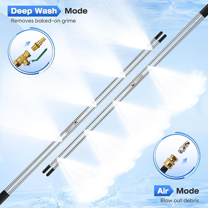 8 Nozzle Tips Double-Tube Radiator Cleaning Wand Tool Set, 34" Radiator Blower Wand, Radiator Cleaner Wand Air and Water With Complete Set of Adapters for Trucks, Trailers, Heavy Machinery and Car