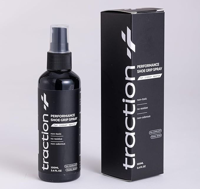 Traction+ Premium Shoe Grip Spray – Trusted by Collegiate & Pro Athletes | Restores Squeaky Court Traction | Natural, Odorless Anti-Slip Spray for Basketball, Volleyball & Pickleball