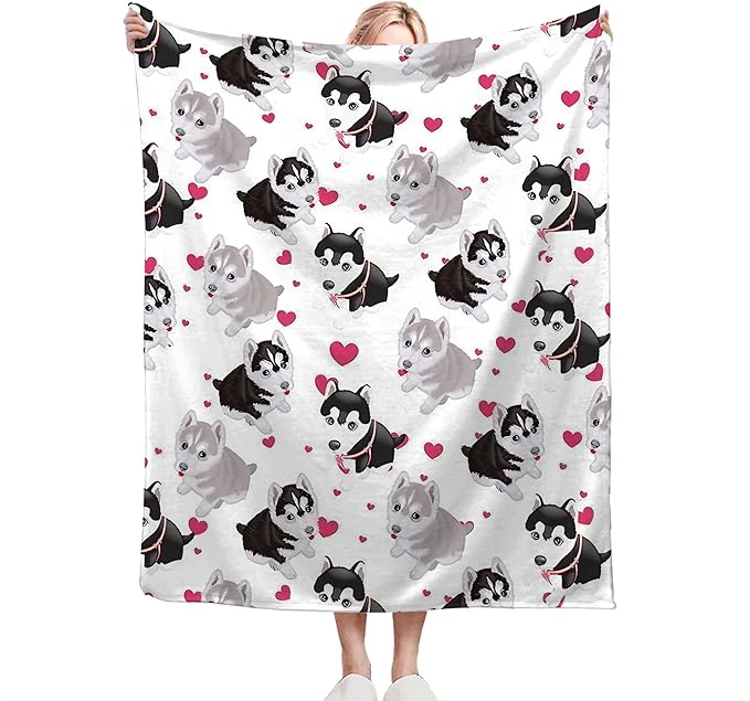 Alaskan Malamute Dog Blanket Cute Dog Throw Blanket Alaskan Dog Gifts and Decor Dog Blanket for Girls Women Kids Adults Soft Warm Cozy Fleece Blanket for Couch Sofa Bed 60"x50"