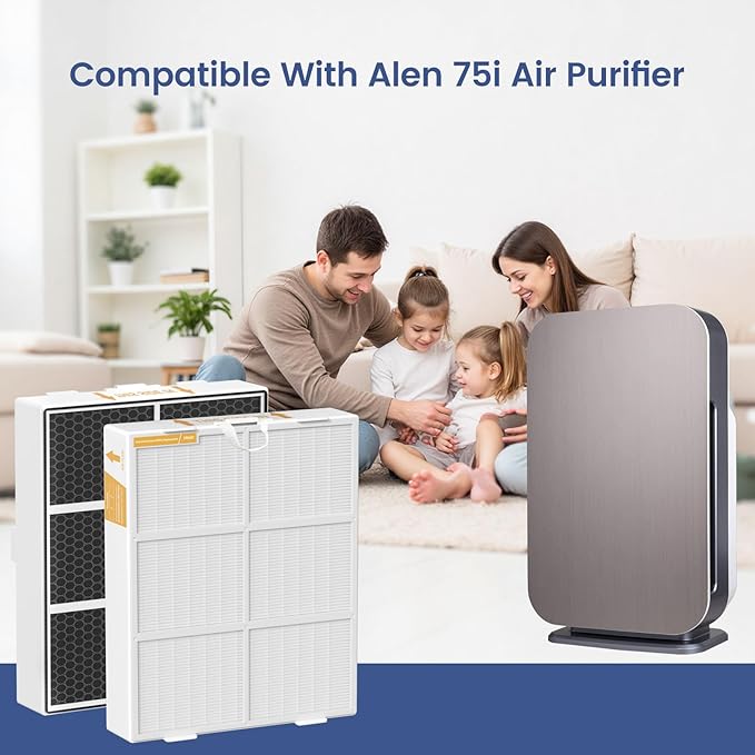 75i FRESH HEPA Filter Replacement Compatible with Alen BreatheSmart 75i Air Cleaner Purifier, Compare to Part B7-Fresh Fits B7-MP-Pet, True HEPA with Activated Carbon Filter, 2-Pack