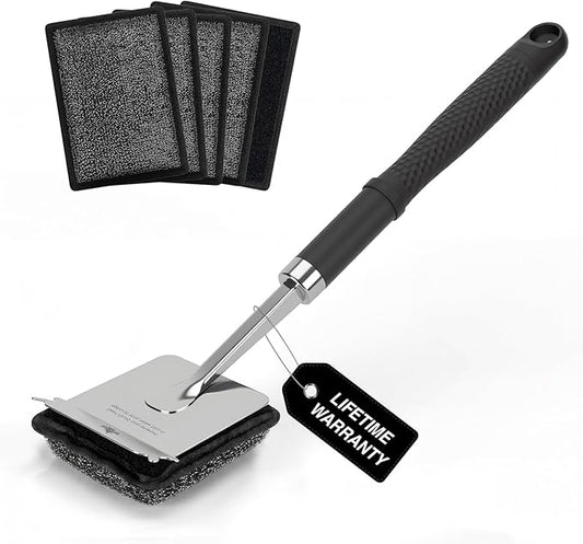 Grill Brush Bristle Free,with 5 BBQ Replacement Head, [Ultra Safe & Efficient] for Cast Iron, Stainless Steel Grates,Safe Grill Cleaner for Outdoor Grill,Great Gift for Men/Dad (Model-XD3000)