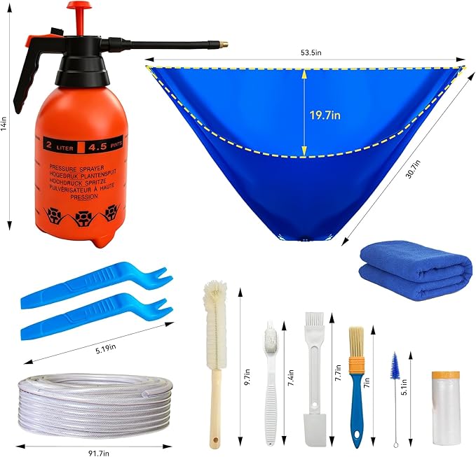 13psc Small Mini Split Cleaning Kit Bag for Home Air Conditioner - Includes Waterproof Cleaning Bag, Vent Brush & Tools for Wall Mounted/Ductless AC Units | Fits Small to Large Split Systems.