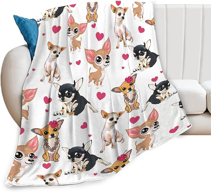 Tijuboni Chihuahua Throw Blanket Dog Gifts for Girls Boys Women Men Kids Adults Soft Flannel Fleece Blanket for Couch Sofa Bed Home Decor 40"x50"