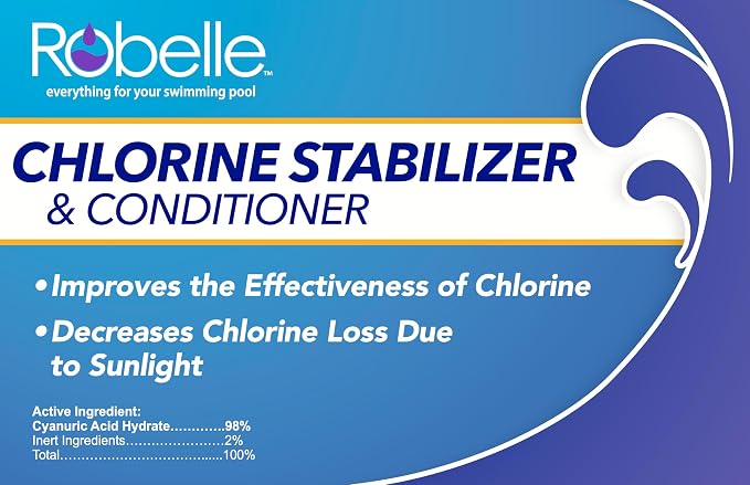 Robelle 4-Pounds Premium Chlorine Stabilizer and Conditioner, Concentrated Cyanuric Acid for Pools, Pool Stabilizer, Helps Chlorine Last Longer