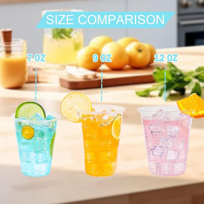 BYSNOW 12 oz Clear Plastic Cups, Plastic Tumblers 2000 Count Bulk, PP Clear Cups Disposable for Wedding, Suit for Hot Beverages, Soda, Juice (12oz 2000count)