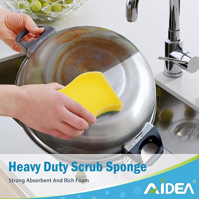 AIDEA Microfiber Cleaning Cloth-50PK, Sponges Kitchen, 24 Pack Heavy Duty Dish Sponge