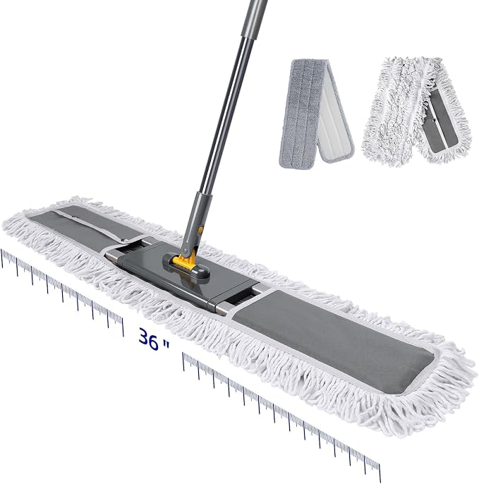 36" Commercial Dust Mops for Floor Cleaning, Masthome Professional Industrial Mop with 2 Pads, Heavy Duty Commercial Mop with 62'' Long Handle,Large Floor Mops for Office Garage Warehouse Factory Mall