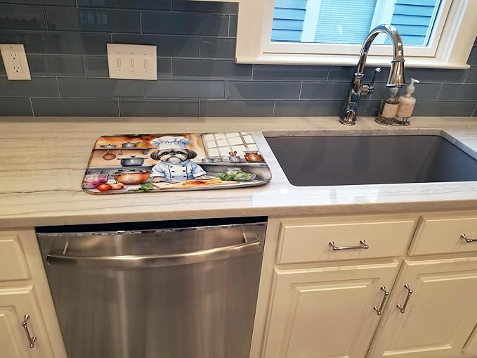 Caroline's Treasures DAC6327DDM Shih Tzu The Chef Dish Drying Mat Absorbent Dish Drying Mat Pad for Kitchen Counter Dish Drainer Mat for Countertop, 14 x 21", Multicolor