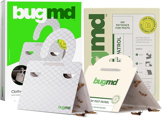 BugMD Pantry Pest Patrol Moth Trap (6 Count, Original) and Clothes Moth Boss Traps (6 Count, White) Bundle