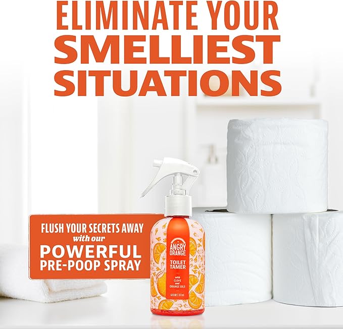 ANGRY ORANGE Pet Odor Eliminator & Toilet Spray Combo – 24 oz Dog, Cat, and Small Animal Urine Odor Cleaner & 6 oz Toilet Freshener