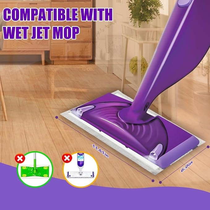 Mop Pad Refill Compatible with Swiffer WetJet Spray Mop, Wet Jet Mopping Pads for All Purpose Multi Surface Hardwood Floor Cleaning, 4 Layers Thickened and Super Absorbent, 30 Count