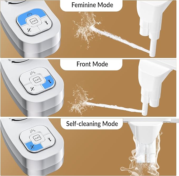 Left Hand Bidet Toilet Seat Non-Electric,Fits Elongated Toilets - Soft Close Lid,Quick-Release for Easy Cleaning - Dual Nozzle System with Self Cleaning,Adjustable Water Pressure