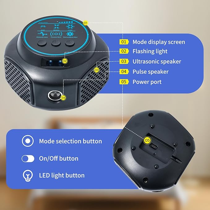 Ultrasonic Pest Repellent Plug in Upgraded High-Power, Mouse Rodent Repellent Insect Control for Rat Mice Squirrel Spider Bug Roach, Electronic Repelling Device with 3 Mode Switching (Black 1Pack)