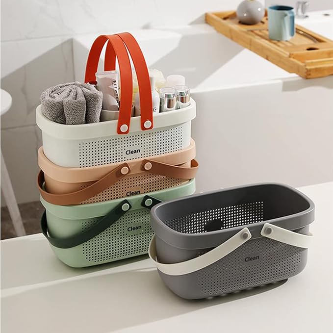 JiatuA Portable Shower Caddy Basket Cleaning Supplies Organizer with Handles Tote Storage Bin for Bathroom Kitchen Bedroom College Dorm, Under Sink, Garden, Green & Gray