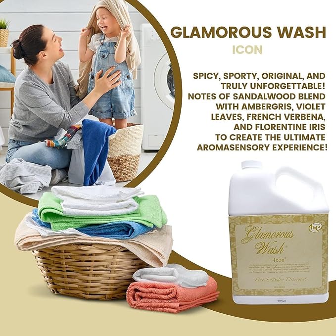 Worldwide Nutrition Bundle: Tyler Candle Company Glamorous Wash Icon Scent Laundry Liquid Detergent - Luxury Liquid Laundry Detergent - 3.78L (1Gal) Container and Multi-Purpose Key Chain