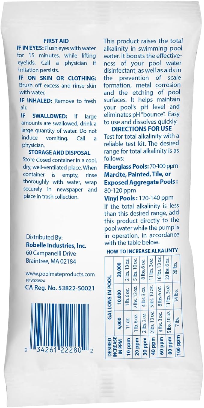 Pool Mate 1-Pound 4-Pack Premium Alkalinity Increaser for Swimming Pools, 100% Sodium Bicarbonate, Made in USA