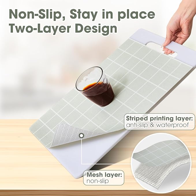 Drawer and Shelf Liner, Non-Slip Kitchen Cabinet Liners Non-Adhesive Thick Strong Grip Waterproof Washable Mats Protect Dresser Shelves Cupboard Bathroom Cabinets, Light Green, 12 in X 30 FT