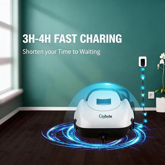 Robotic Pool Cleaner, Cordless Pool Vacuum with 18.5 GPM Powerful Suction,120-Min Runtime, Self-Parking, Pool Vacuum for Above-Ground & Flat Pools to 860 sq.ft,Silver-White