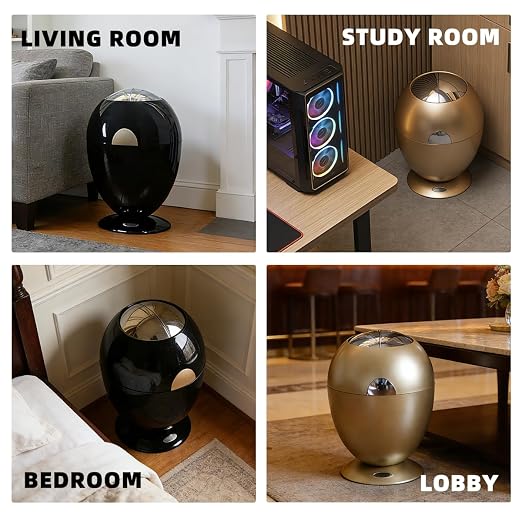Automatic Motion Sensor Trash Can, 2.6 Gallon/10L Small Cute Garbage Bin with Lid, Hands-Free Silent Opening for Baby Diaper, Kids Room, Bedroom, Office, Home Decor - Modern Egg Shape (Gold)