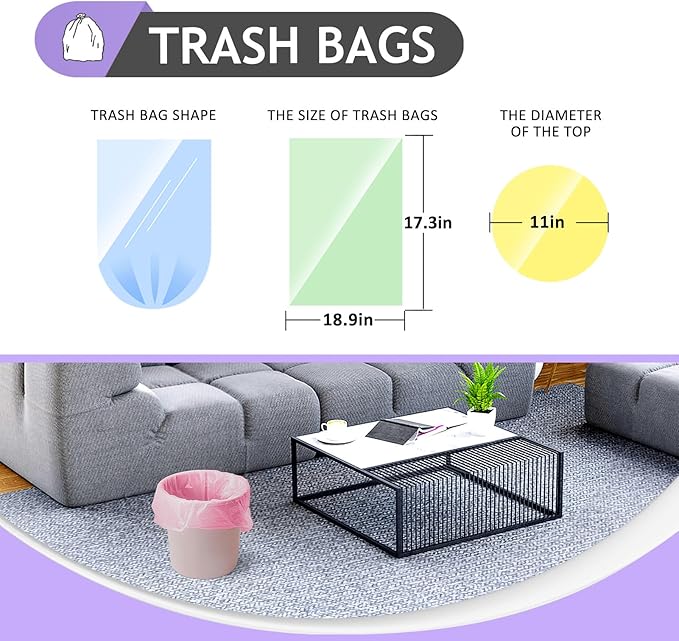 Small Trash Bags 3 Gallon 160 Count Strong Trash Bags Colorful Small Garbage Bags, Trash Can Liners for Bathroom Home Office Kitchen Bedroom, fit 5-10 Liter, 1,1.2,1.6,2,2.6,3 Gal,Multicolor
