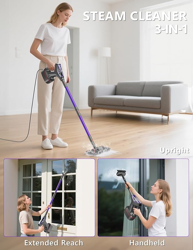 Heavy Duty Steam Mop for Floor Cleaning – All-in-One Detachable Handheld Steam Cleaner for Hardwood, Tile, Grout & Windows – Multipurpose Steamer for Home, Furniture, Walls & Decks