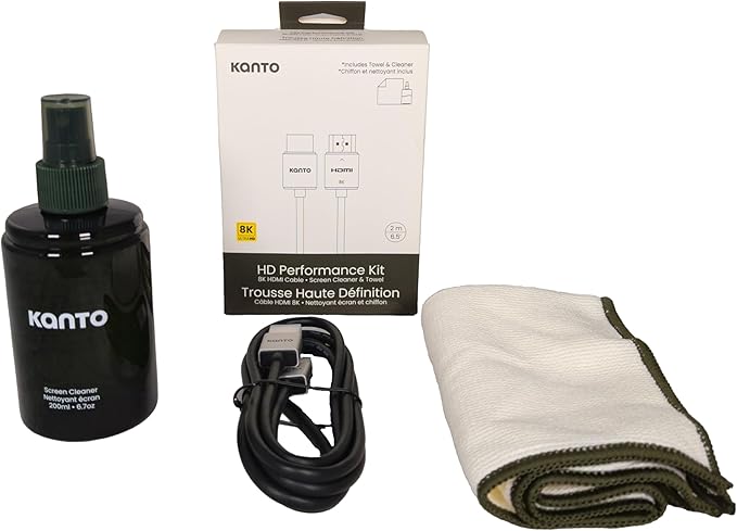 Kanto HT6-KIT Screen Cleaning Kit with Screen Safe Cleaning Spray, Microfiber Cloth and HDMI 2.1 Cable