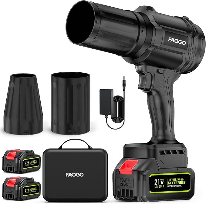 Cordless Leaf Blower with 2 Batteries & Charger - 990,000 RPM Electric Handheld Blower, Lightweight, Double Run Time for Lawn, Yard, Patio, Garden Cleaning
