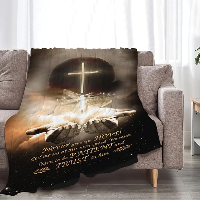 Tijuboni Christian Throw Blanket God Religious Gifts for Women Men Girls Boys Kids Adults Soft Flannel Fleece Blanket for Couch Sofa Bed Home Decor 50"x60"