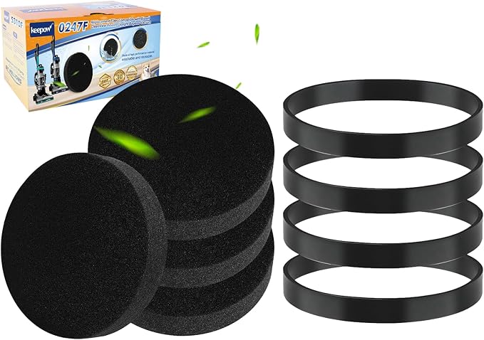 KEEPOW Vacuum Belt and Filter Compatible with Bissell CleanView Rewind Upright Bagless Vacuum Models 3534,3313,3533,3536,3333,3335,3675,3676 Series,4+4 Pack