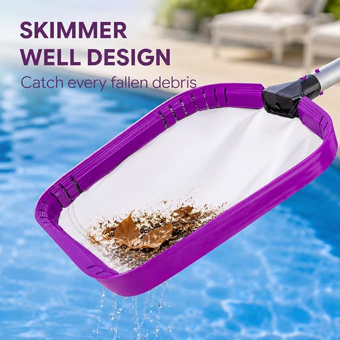 Professional Pool Skimmer Net Pool fine Nets-Cleaning With W/Alu Frame And Fine Nylon Flat Mesh,Pool Leaf Net,Skimmer Net For Fast Debris Cleaning, Pool Net For All Pools And Pond (YLS113F)