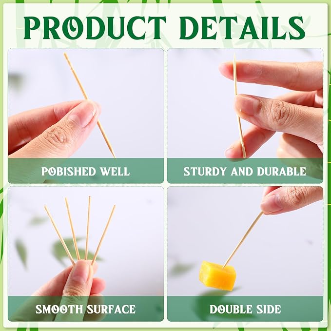 Jerify 15000 Pcs Bamboo Wooden Toothpicks Bulk for Teeth Cleaning Round Wood Toothpicks with Clear Plastic Storage Box for Appetizers Food Party Barbecue