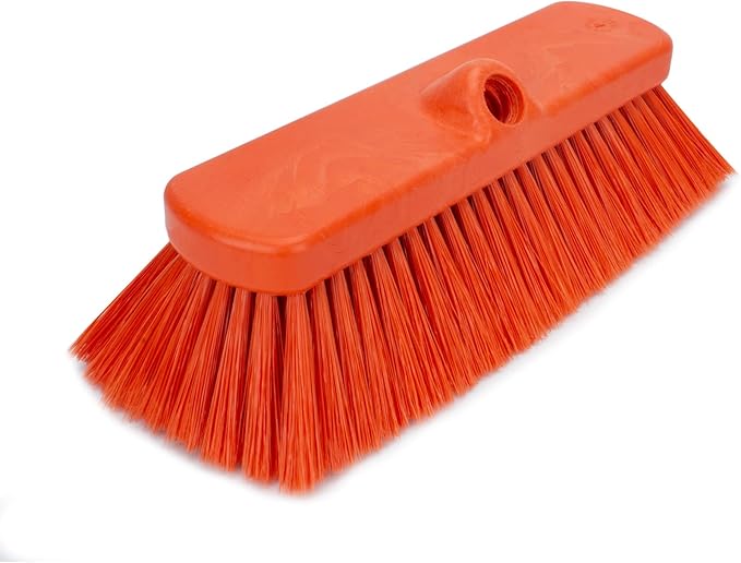 SPARTA 41278EC24 Flo-Thru Plastic Wall Scrub Brush, Equipment Brush With Soft Nylex Bristles For Industrial Kitchens, Hospitals, Commercial Cleaning, 4 Inches, Orange, (Pack of 12)
